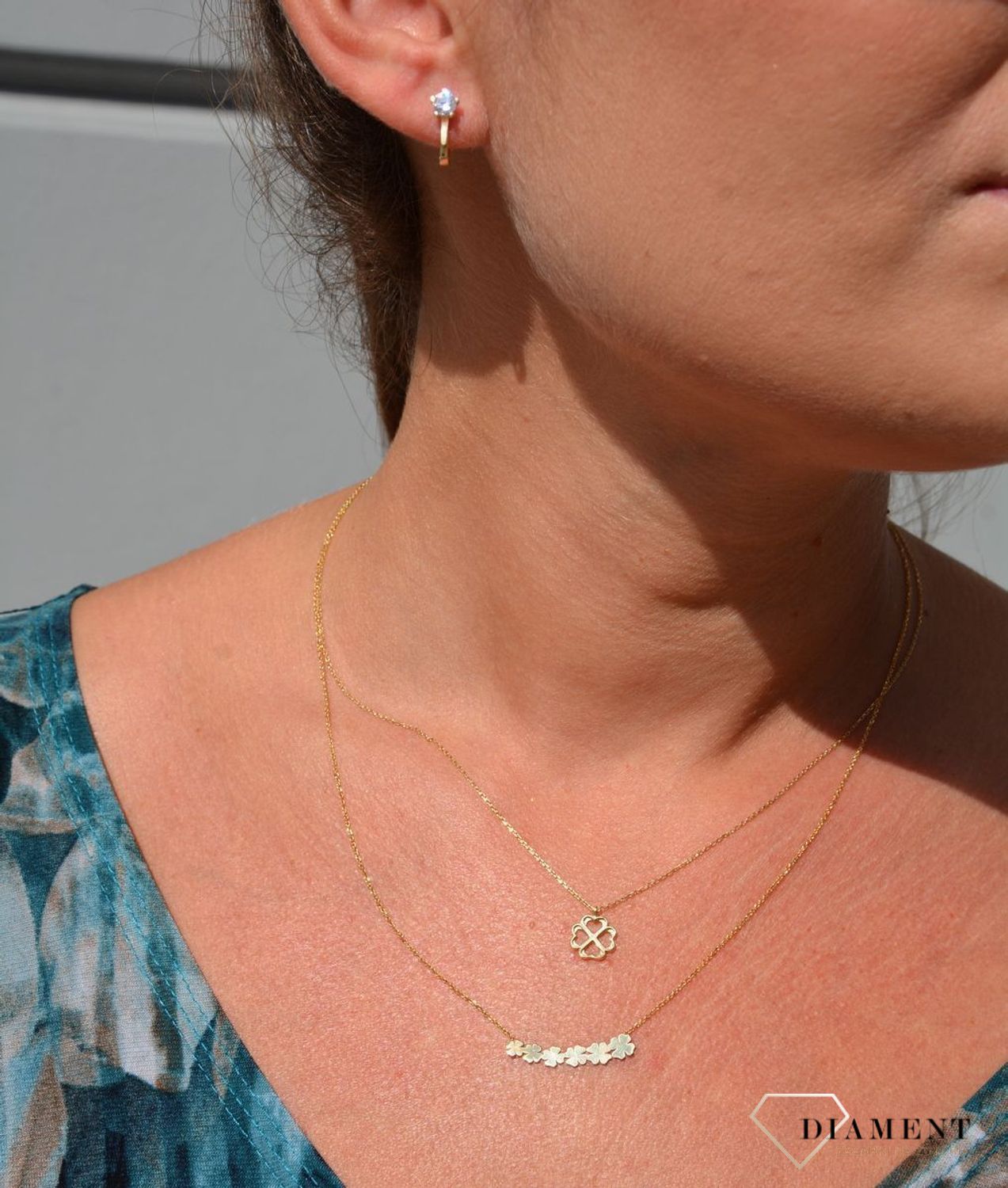 Złoty naszyjnik celebrytka 585 'koniczynka'.jpg